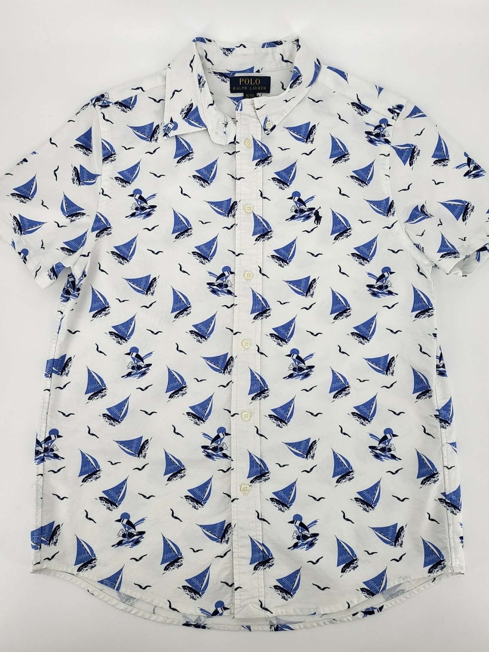 Polo by Ralph Lauren White & Blue Sailing Print Short Sleeve Shirt